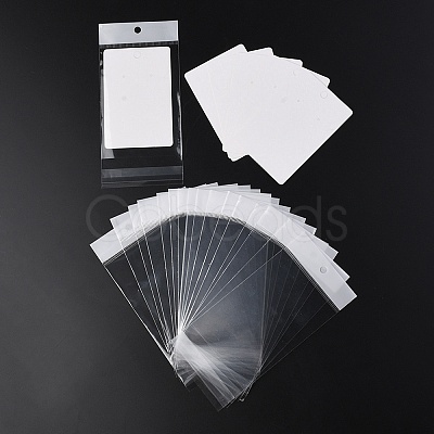 100Pcs Rectangle Paper One Pair Earring Display Cards with Hanging Hole CDIS-YW0001-02B-1