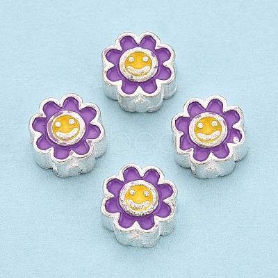 925 Sterling Silver Enamel Beads STER-T008-36B-1