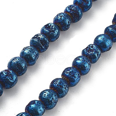 Electroplated Natural Lava Rock Beads Strands G-A251-E01-01H-1