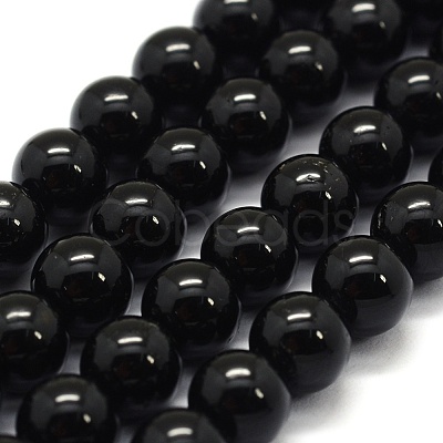 Natural Black Tourmaline Beads Strands G-G763-01-10mm-A-1