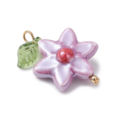 Glazed Flower Porcelain Pendants PALLOY-TA00353-1