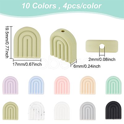 DICOSMETIC 40Pcs 10 Colors Food Grade Eco-Friendly Silicone Beads SIL-DC0001-06-1