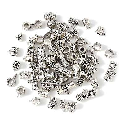 75Pcs 15 Styles Tibetan Style Alloy Tube Bails FIND-FS0004-50-1
