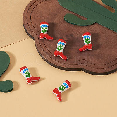 5Pcs Boot Baking Paint Glass Enamel Beads LAMP-TADJ0001-08G-1