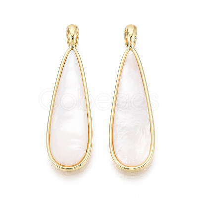 Natural White Shell Pendants KK-T073-65B-1
