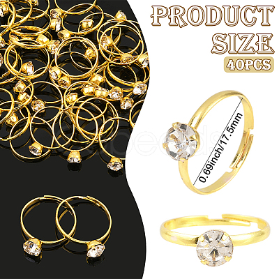 40Pcs Adjustable Alloy Rhinestone Finger Rings for Women RJEW-SP0001-02G-1