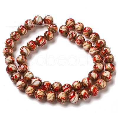 Gold Sand Lampwork Beads Strands LAMP-E036-06C-1