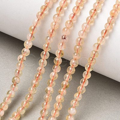 Heated Natural Citrine Beads Strands G-A262-A01-5mm-1