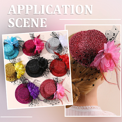 8Pcs 8 Colors EVA Fabric Pillbox Stewardess Fascinator Hat Base for Millinery AJEW-GF0010-94-1