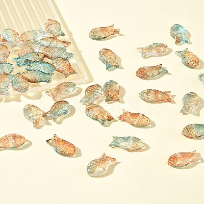 50Pcs Transparent Spray Painted Glass Beads GLAA-FS0002-06D-1