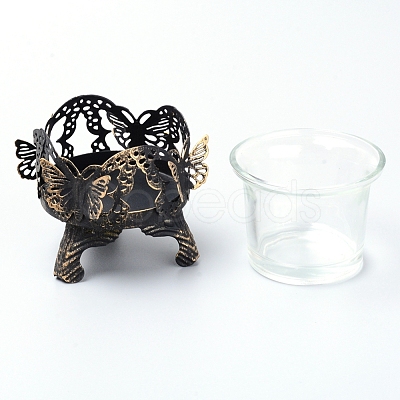 Iron Hollow Butterfly Candle Holder DJEW-WH0033-05AB-1