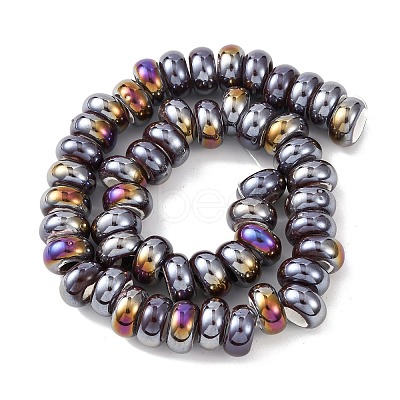 Electroplate Handmade Porcelain European Beads PORC-K010-07-1