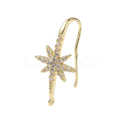 Brass Micro Pave Clear Cubic Zirconia Hoop Earring Findings KK-H521-01G-1