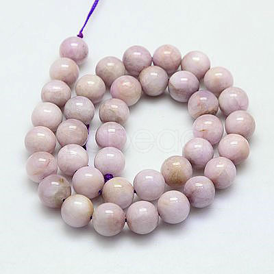 Round Natural Kunzite Beads Strands G-K068-28-8mm-1