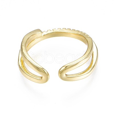 Clear Cubic Zirconia Wrapped Open Cuff Ring for Women RJEW-N035-088-1