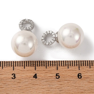 Rack Plating Brass Micro Pave Clear Cubic Zirconia Pendants KK-B103-01A-P-1