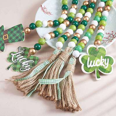 3Pcs 3 Style Wood Beaded Garlands HJEW-SZ0001-37-1