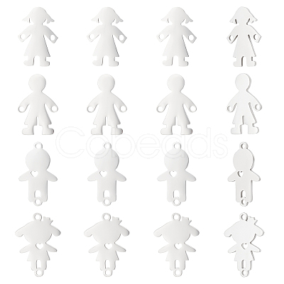 16Pcs 4 Style 201 Stainless Steel Connector Charms STAS-UN0035-52-1
