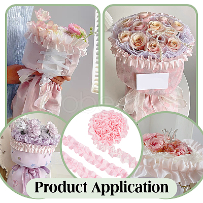 5 Yards Polyester Ruffled Trimming Lace Ribbon OCOR-WH0091-76B-1