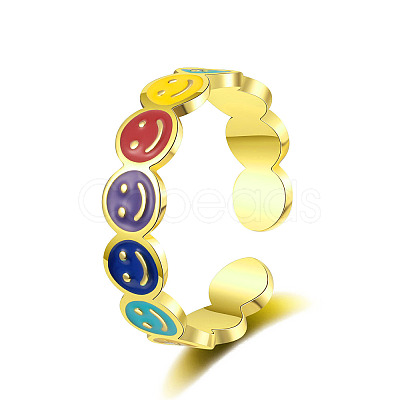 Brass Open Cuff Rings for Women RJEW-R005-03G-1