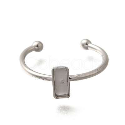 304 Stainless Steel Open Cuff Ring Components STAS-M057-01A-P-1