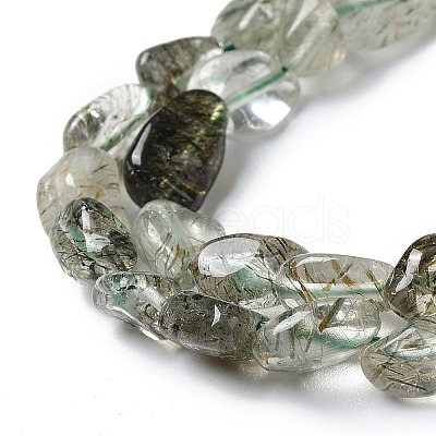 Natural Green Rutilated Quartz Beads Strands G-I351-A09-1