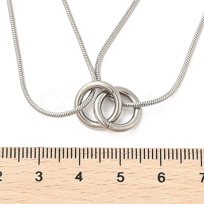 304 Stainless Steel Double Layer Snake Chain 2-Ring Link Necklaces NJEW-R017-01P-1