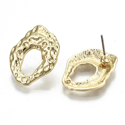 Rack Plating Hammered Alloy Stud Earring Findings PALLOY-N155-65-NR-1