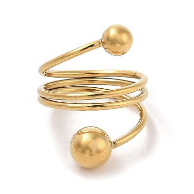 Ion Plating(IP) 304 Stainless Steel Wire Wrap Spiral Cuff Rings for Women RJEW-G315-08B-G-1