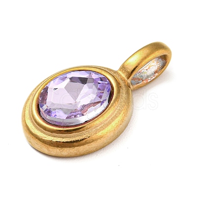 Golden Plated 304 Stainless Steel Rhinestone Pendants STAS-Q253-01G-05-1
