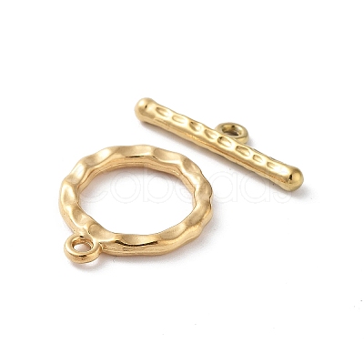 Ion Plating(IP) 304 Stainless Steel Ring Toggle Clasps X-STAS-A092-09B-G-1