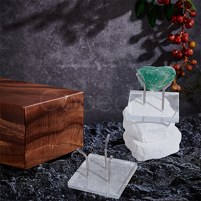 Square Acrylic Display Stands for Raw Stone Mineral Crystal Ball ODIS-WH0028-98-1