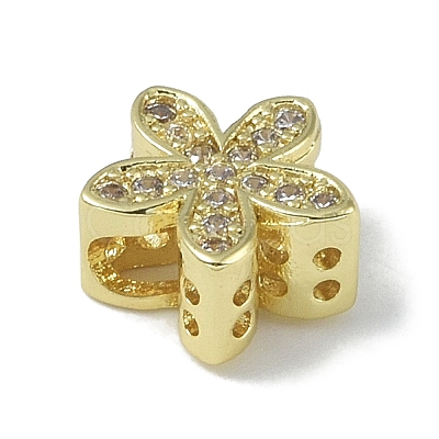 Rack Plating Brass Micro Pave Clear Cubic Zirconia Beads KK-A220-11A-G-1