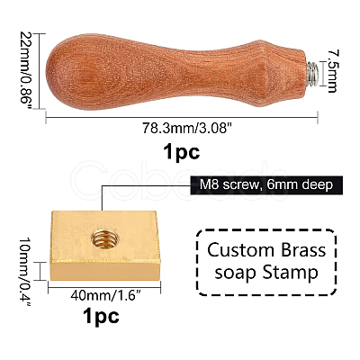Brass Wax Seal Stamp Head & Pearwood Handle Kit AJEW-OC0002-85D-1