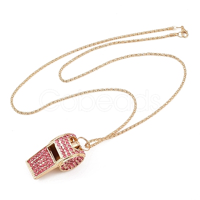 1Pc Iron Rhinestone Whistle Pendant Popcorn Chain Necklaces for Women NJEW-DR0001-03B-1