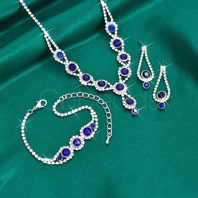Teardrop Brass Rhinestone Necklaces & Link Bracelets & Stud Earring Sets FS-WGE0FD5-01-1