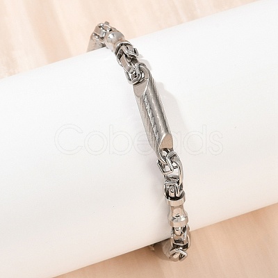 201 Stainless Steel Column Link Chain Bracelets for Women BJEW-B143-15P-1