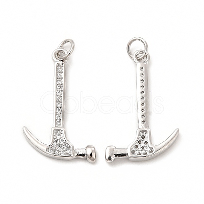 Rack Plating Brass Micro Pave Cubic Zirconia Tool Pendants KK-I699-15P-1