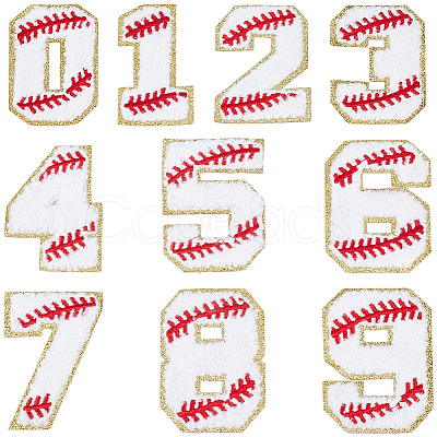 1Bag Sport Theme Number 0~9 Embroidery Cloth Iron on/Sew on Patches PATC-CY0001-65C-1