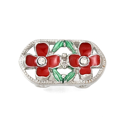 Brass Crystal Rhinestone Oval with 2 Flower Multi-Strands Links KK-P306-20P-1