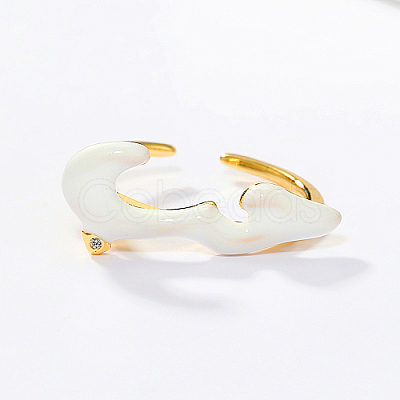 Cloud Shape Real 18K Gold Plated Brass Micro Pave Cubic Zirconia Open Cuff Rings KX3532-3-1