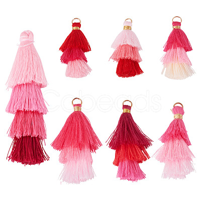 14Pcs 7 Colors Polyester Tassel Pendants FIND-TA0009-44-1