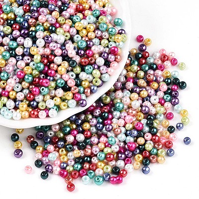 Baking Painted Pearlized Glass Pearl Beads HY-Q003-3mm-M01-1