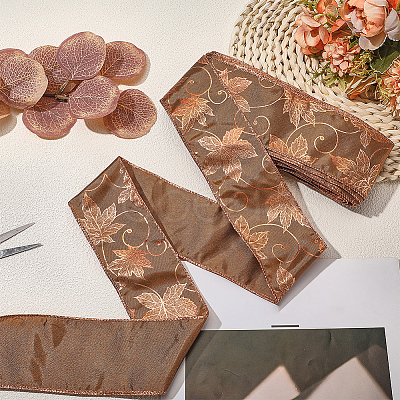 Maple Leaf Pattern Polyester Ribbon OCOR-GF0005-35-1