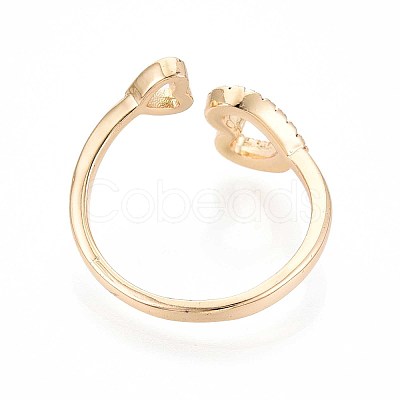 Brass Micro Pave Cubic Zirconia Cuff Rings for Women KK-T071-73G-1