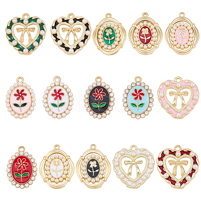 30Pcs 15 Styles Alloy Enamel Pendants FIND-SC0023-25-1