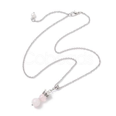 Handmade Glass Beaded Prince with Crown Pendant 304 Stainless Steel Cable Necklaces for Women NJEW-JN05447-01-1
