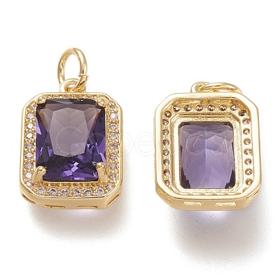 Brass Glass Charms ZIRC-F116-09B-G-1