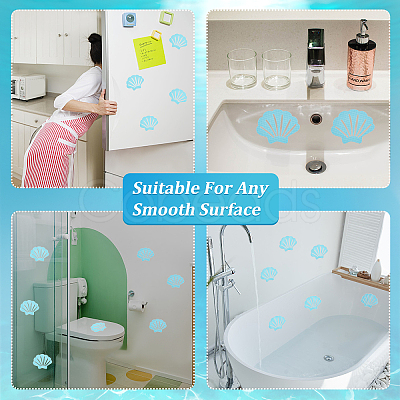 Shell-Shaped Rubber & Plastic Bathtub Non-Slip Stickers AJEW-WH0258-258B-1