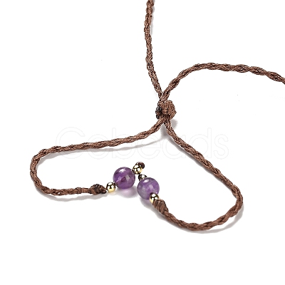 Natural Amethyst Tortoise Pendant Necklace NJEW-K258-02G-1